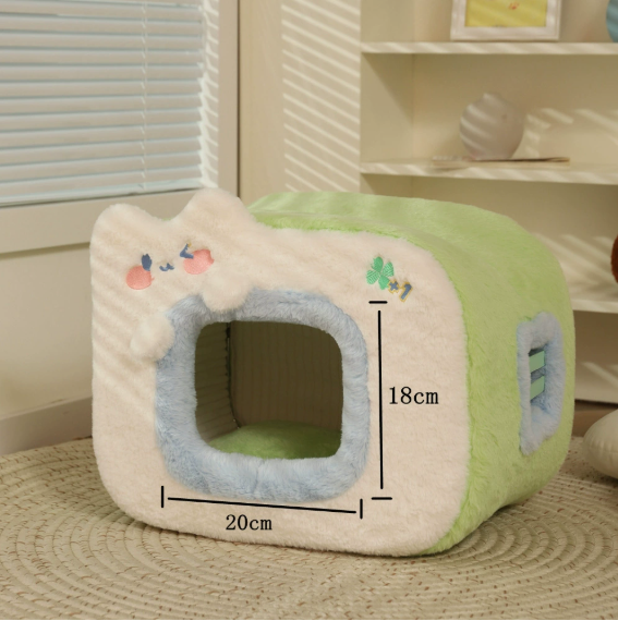 PawsCube Collapse-Proof Cat Bed – Reinforced Steel Frame & High-Density Foam, Insulated Side Window, Windproof Design